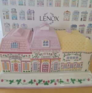 Lenox Village Pastel Butter Dish